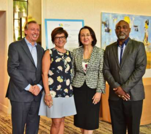 Patricia Affonso-Dass (second from left) with Frank Comito, Director General of the Caribbean Hotel and Tourism Association (left), CHTA President Karolin Troubetzkoy and Rudy Grant, CEO of the Barbados Hotel and Tourism Association.