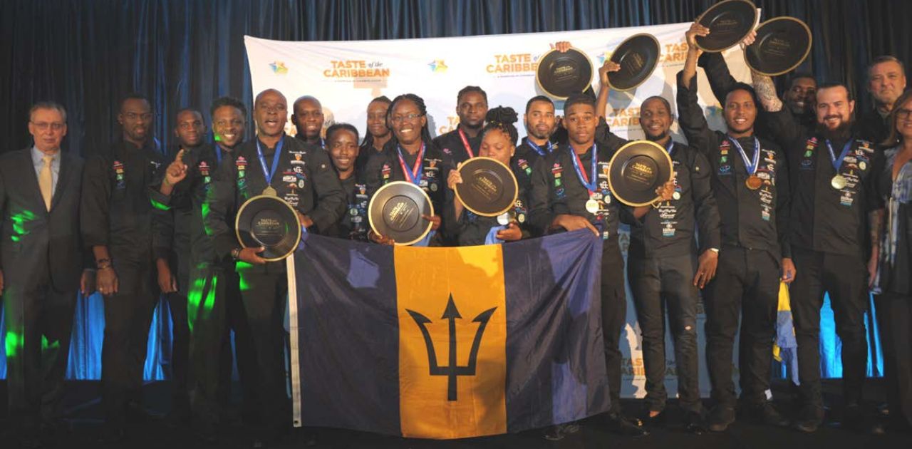 Barbados National Culinary Team celebrating and accepting their National Team of the Year from Taste of the Caribbean